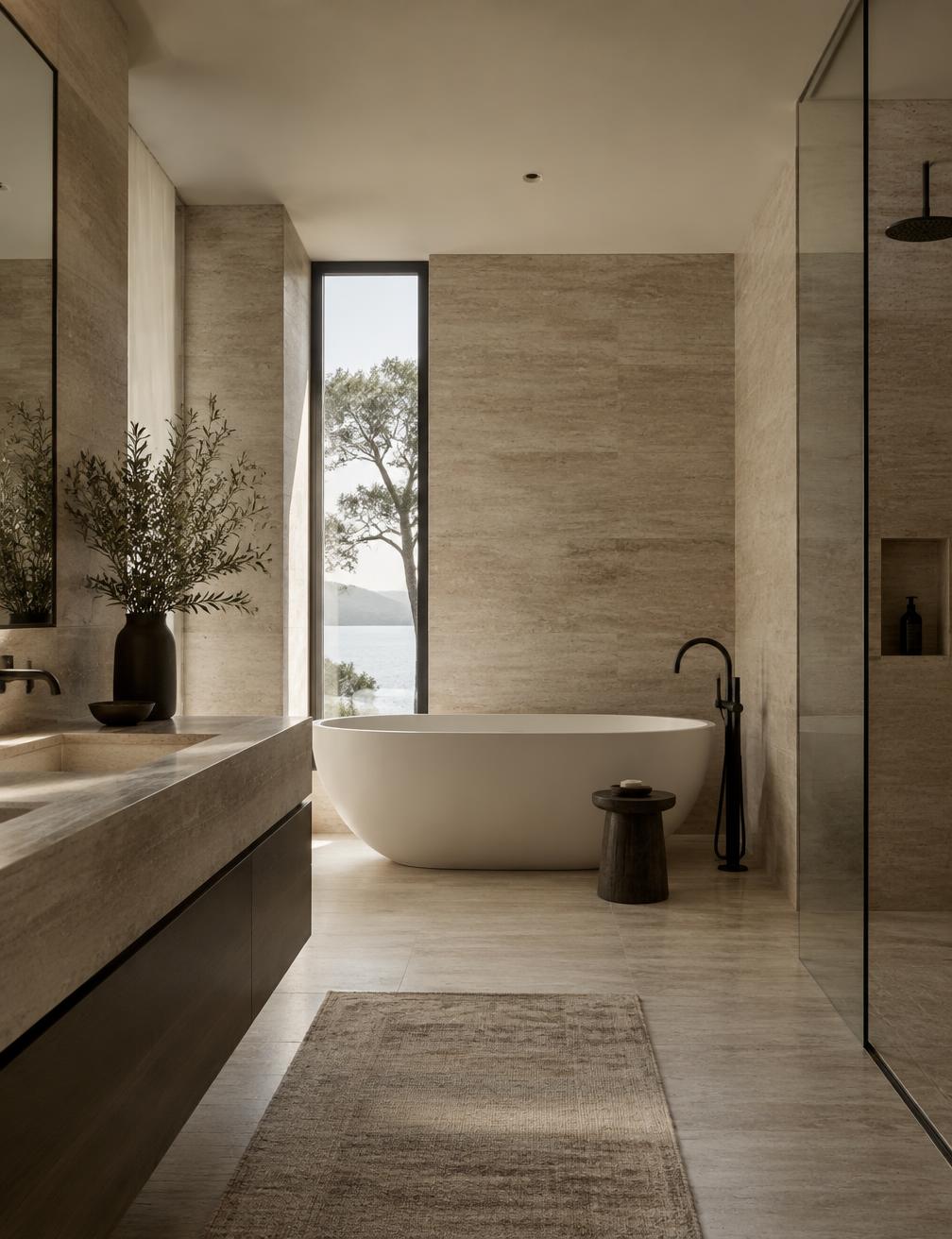 Travertine bathroom remodel in Portland